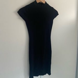 Like New Black high neck body con ribbed dress